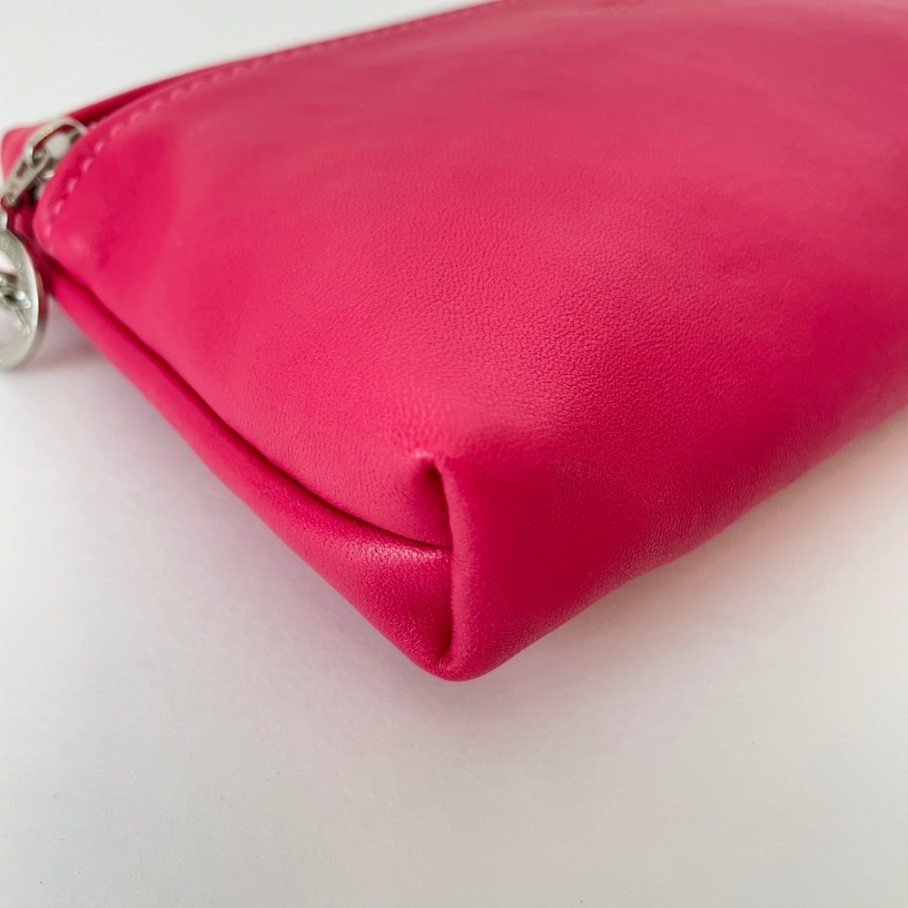 Longchamp Le Pliage Cuir Pouch Candy PINK lambskin leather Made in France - Picture 6 of 12